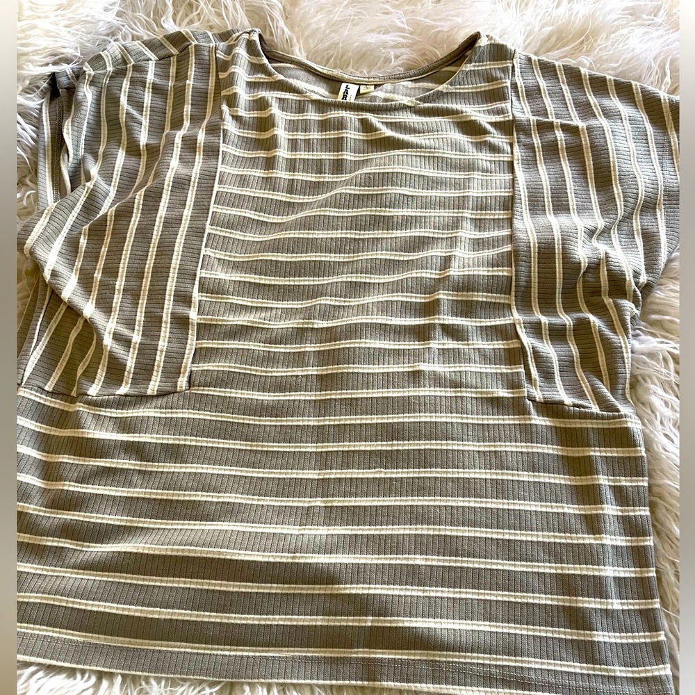Grey and white striped top